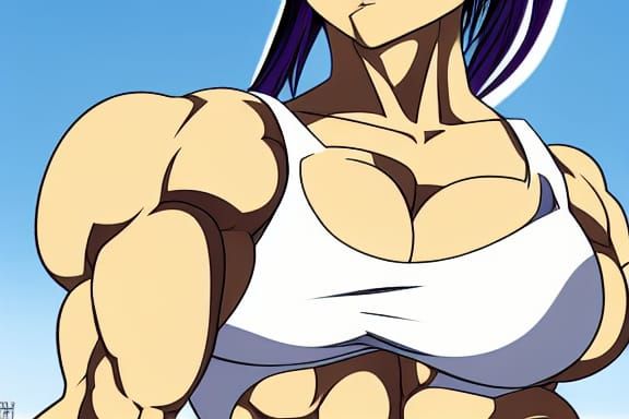 Muscular Anime Girl Bodybuilder with Ripped Physique