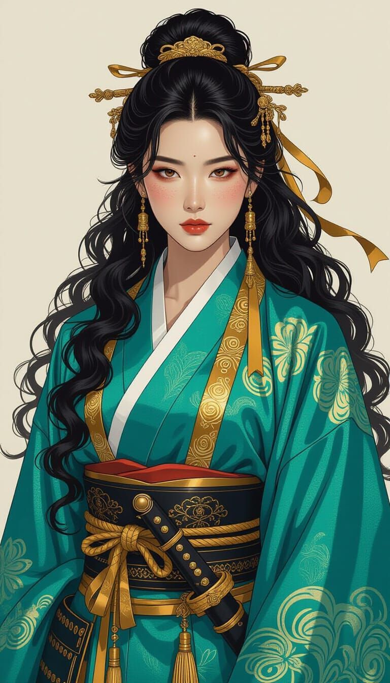 Fierce Korean Woman in Fantasy Portrait