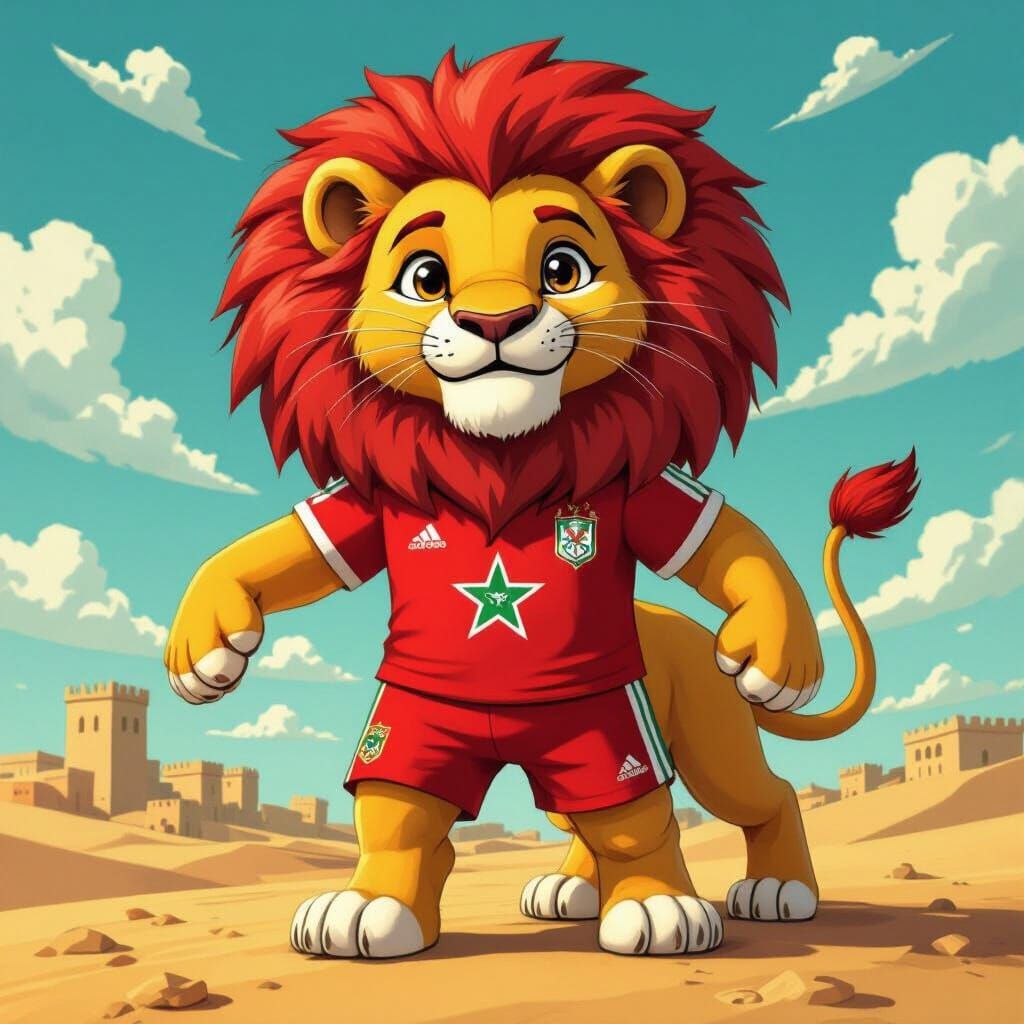 Lion of Atlas in Morocco Jersey, Murakami-inspired Style