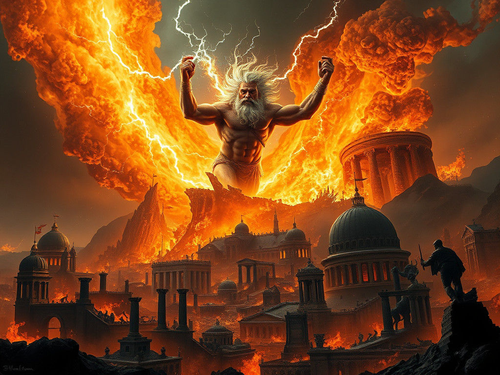 Wrath of Zeus: God of Thunder in Digital Painting Style