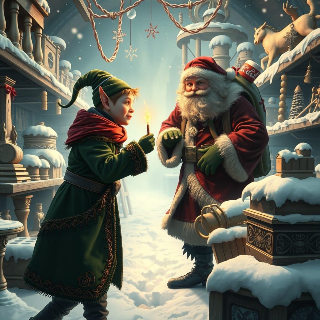 Mischief Unleashed: Dark Fantasy Elf Gives Santa a Scorching...