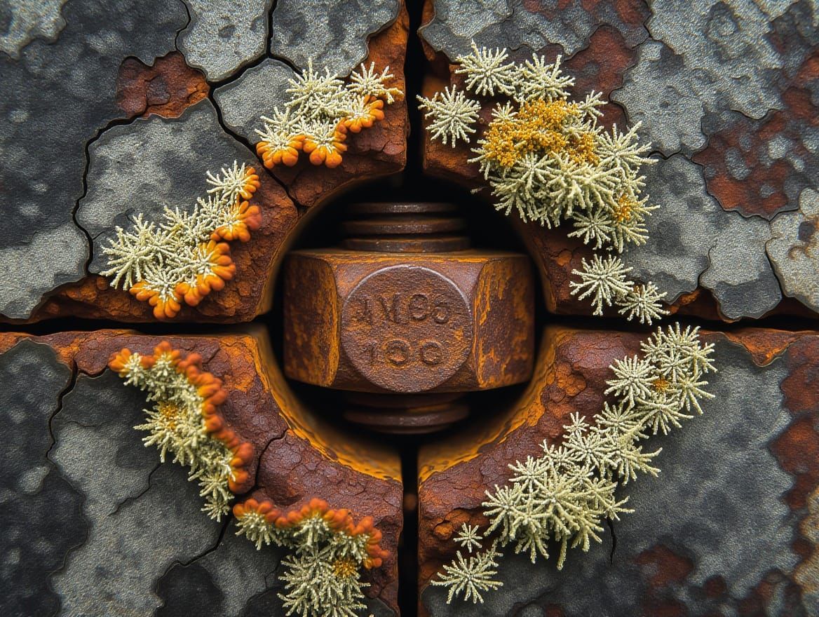 Macro Photograph: Rusted Bolt in Industrial Decay