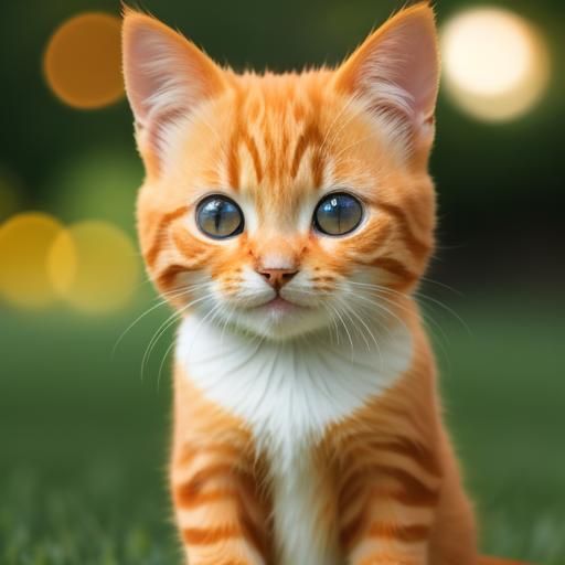 Cute Orange Kitty Smiling, Realistic Photography