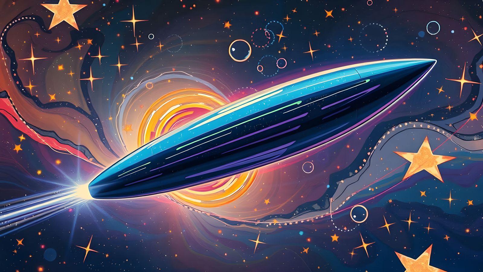 Iridescent Cylinder in Colorful Cosmic Impasto Style