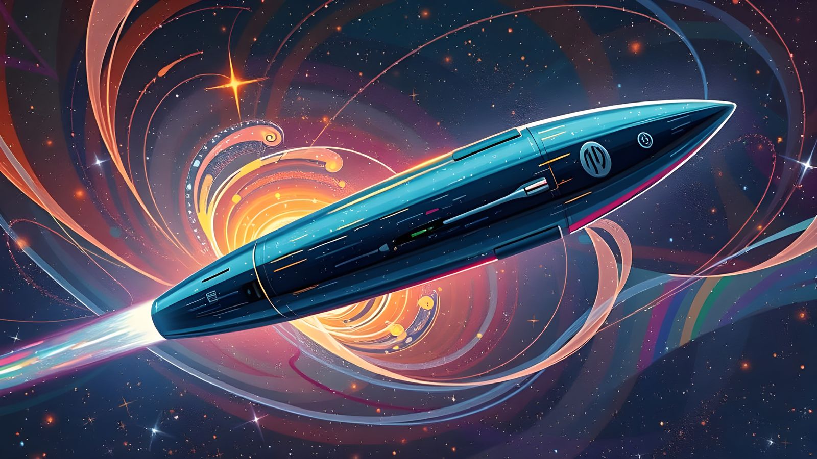 Iridescent Cylinder in a Cosmic Impasto Painting