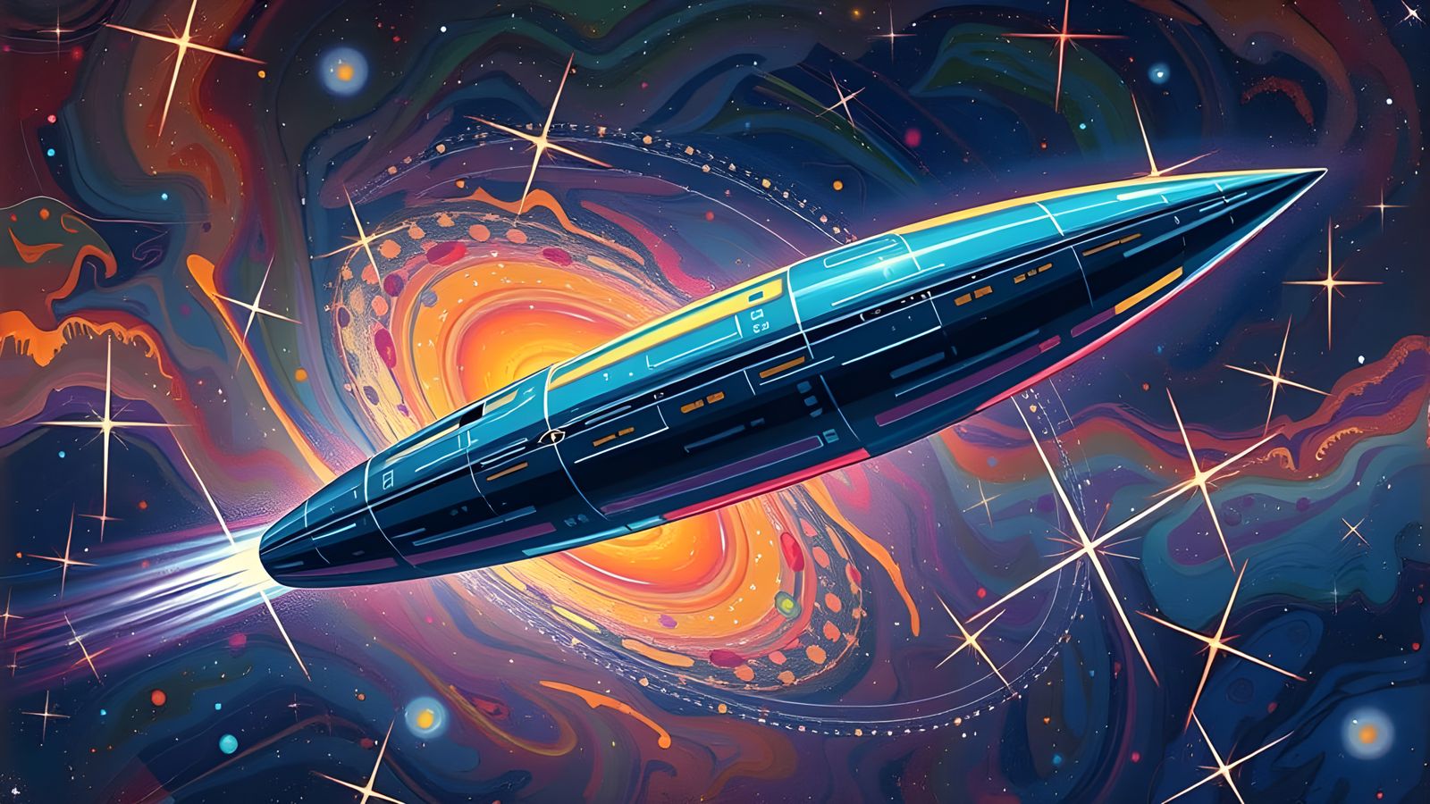 Iridescent Cylinder in Dreamlike Cosmic Impasto Style