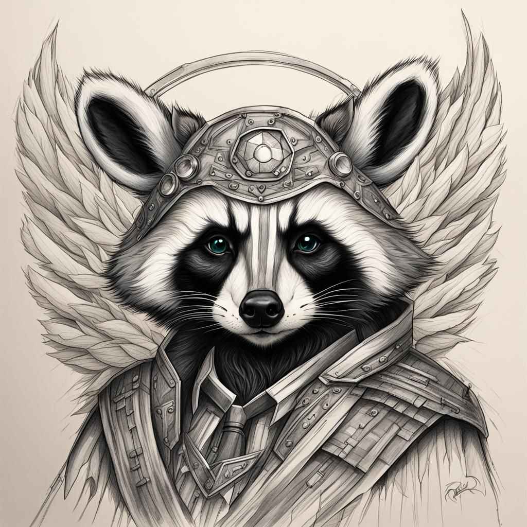 Archangel Raccoon Sketch