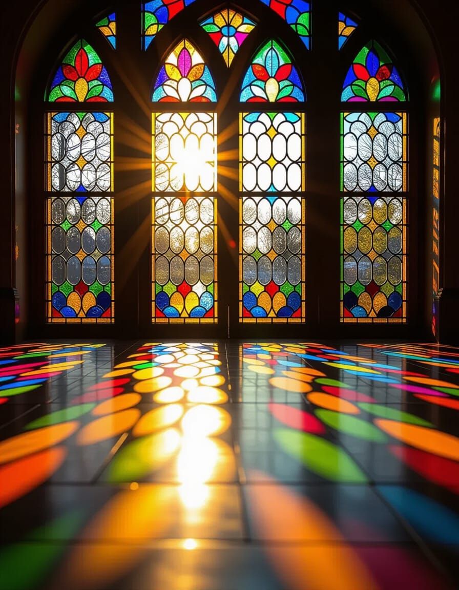 Sunlight Through Stained Glass: Intricate Light Patterns