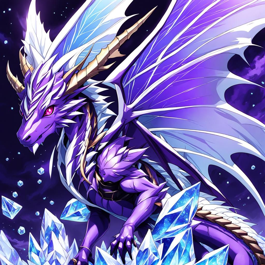 Purple Ice Moth Dragon in Anime Style