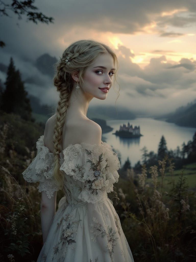 Romantic Countryside Landscape with Ethereal Beauty