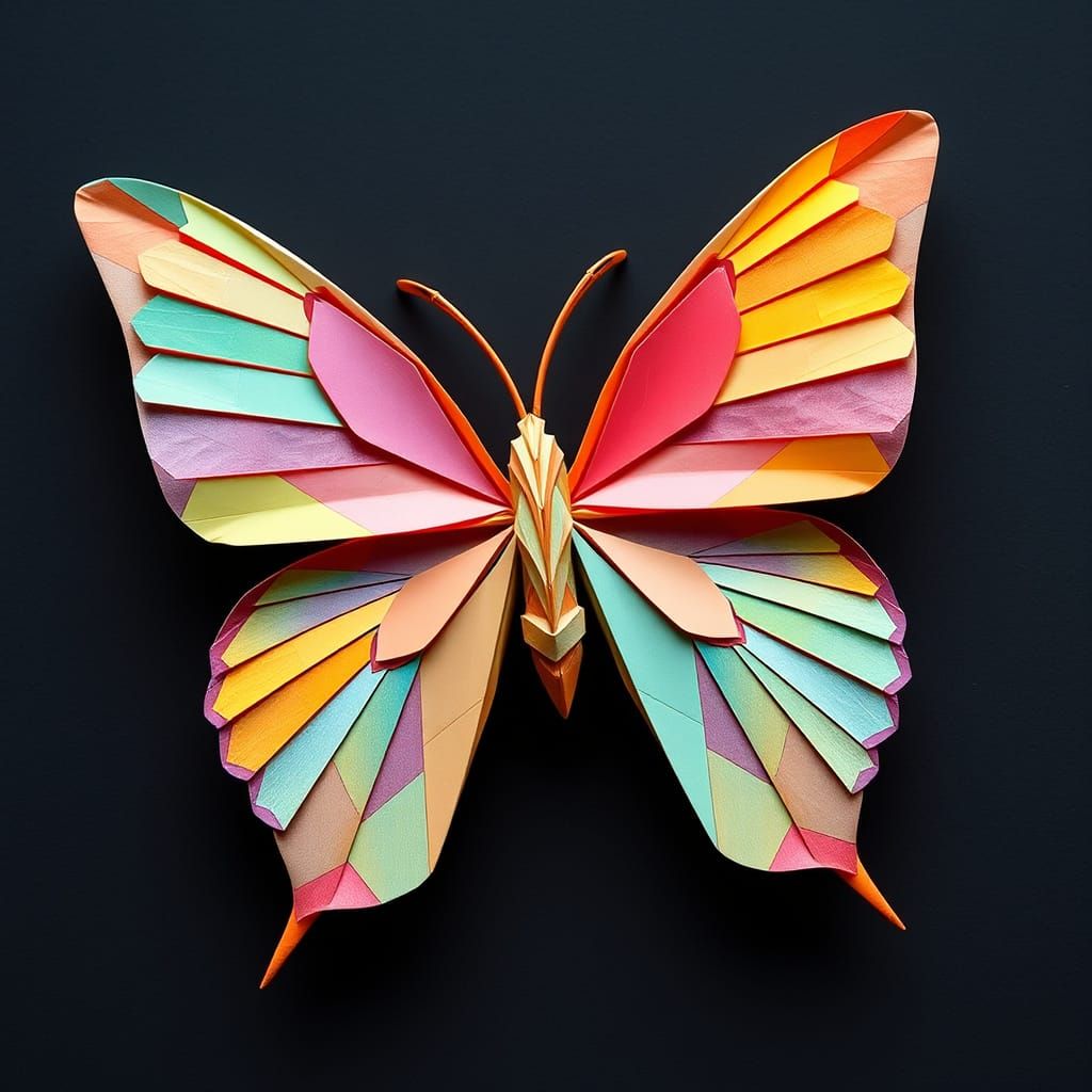 Intricate Origami Butterfly Art in Geometric Style