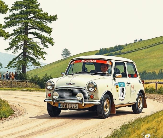 Jim Clark Rallies Mini Cooper: Colour Stippling Art