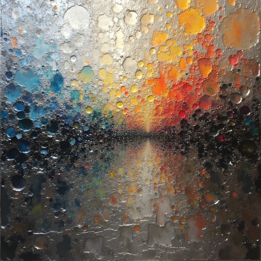 Ethereal Abstraction in Dull Silver, Blending Expressive Bru...