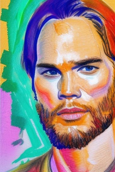 Expressionistic Crayon Portrait in Kitsch Style