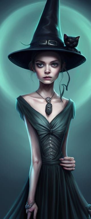 Cute Skeleton Creature with Kitten in Fantasy Art