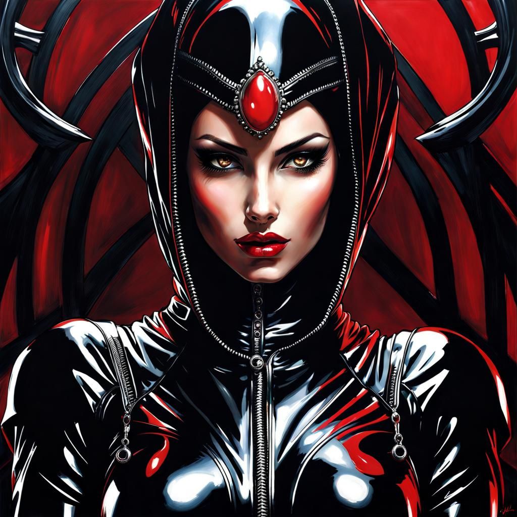 Dominant Persian Woman in Latex and Hijab