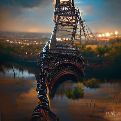 Eiffel Tower Oil Painting Rendered with Depth