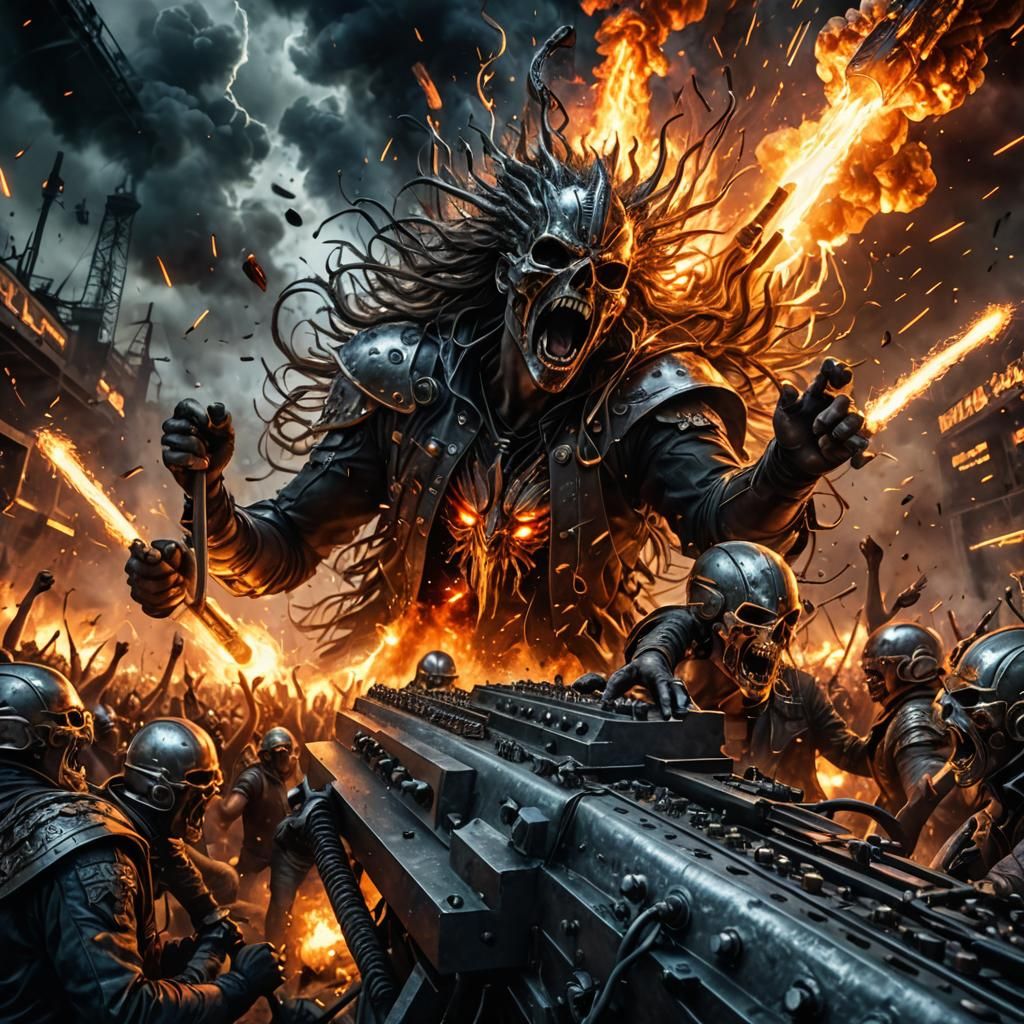 Metal Music Eruption: Hyperrealistic HDR Artwork