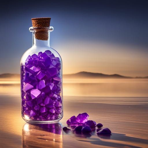 Shiny Purple Crystal in a Bottle