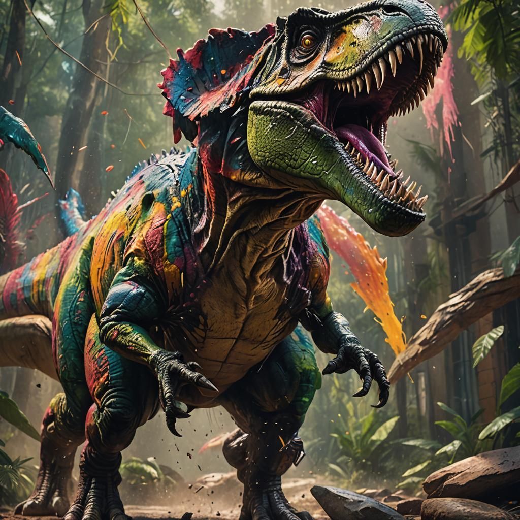 Photographer Captures T-Rex in Hyperrealistic Splash Art