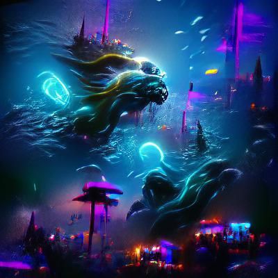 Glowing Neon Underwater Kingdom Concept Art