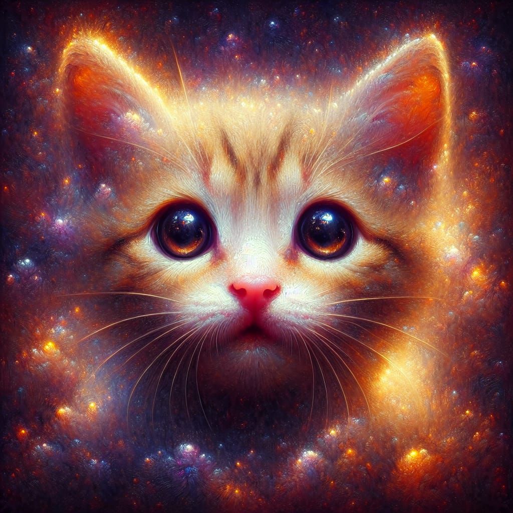 Cute Kitten as Hyperdetailed Fantasy Oil Painting