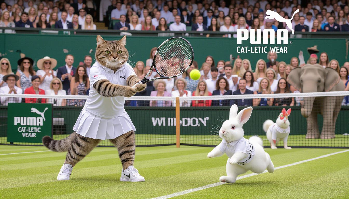 Cat and Rabbit Play Tennis at Wimbledon