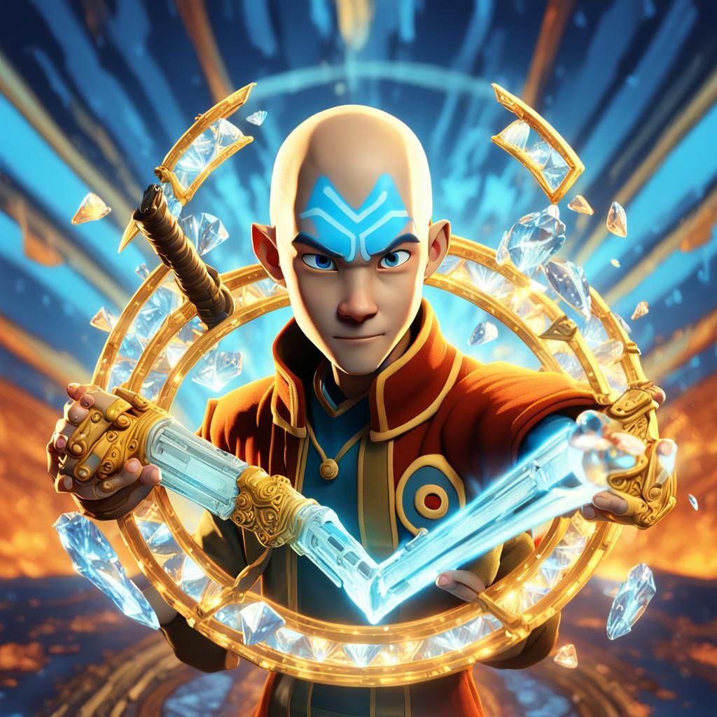 Aang Avatar: Diamond Drip in Pixar-Style 3D Art