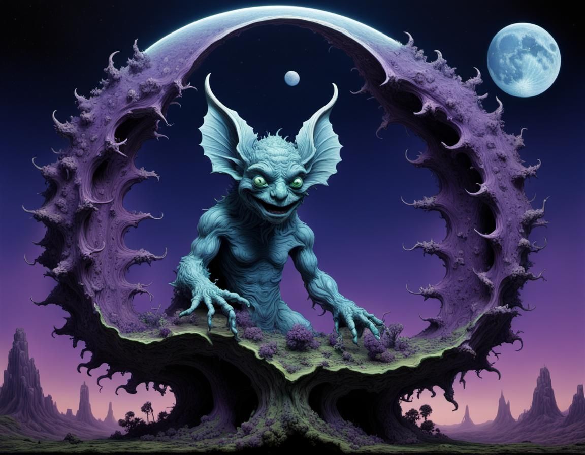 Moon as Mandelbrokkoli in Psychedelic Portrait