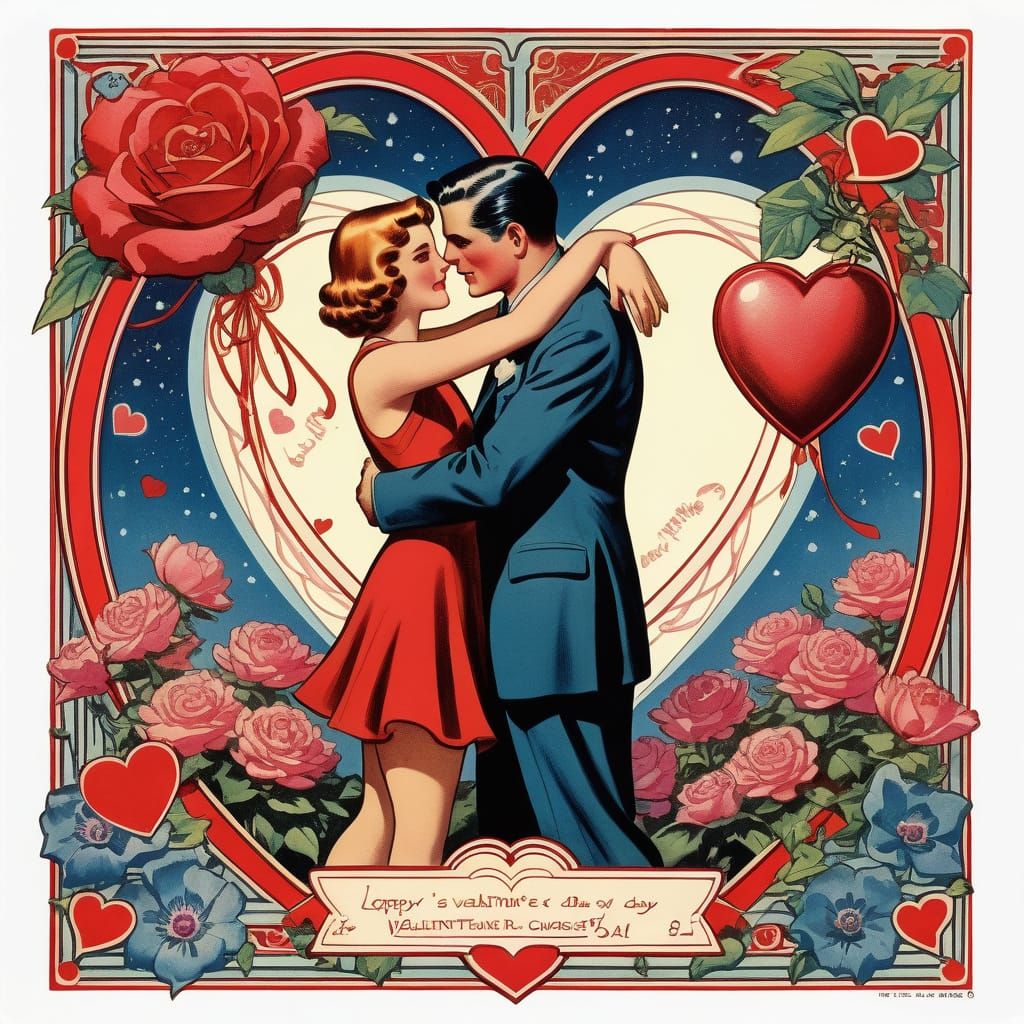 Vintage Valentine's Day Card in Retro Comic Book Style