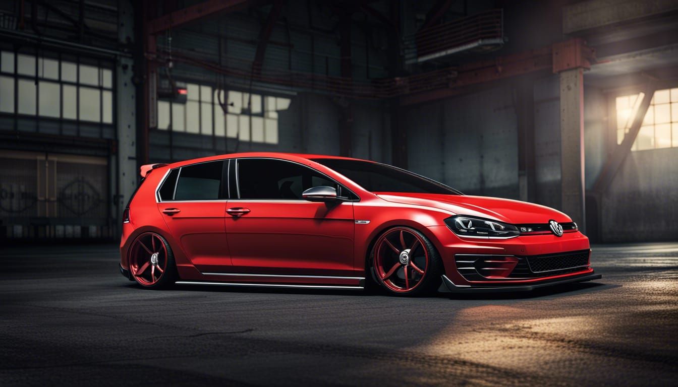 Hyperrealistic Red 2015 Volkswagen Golf GTI