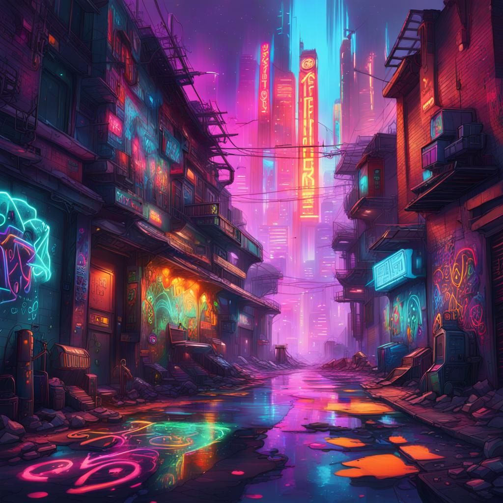 Teenage Cyberpunk Artists Create Neon Graffiti Art
