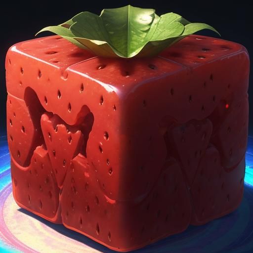 Strawberry Cube in Radiant Light: Concept Art