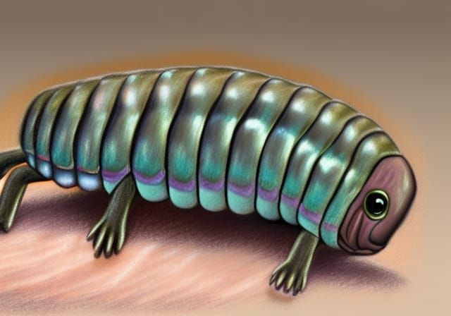 Realistic Pastel Sketch of a Giant Pill Millipede