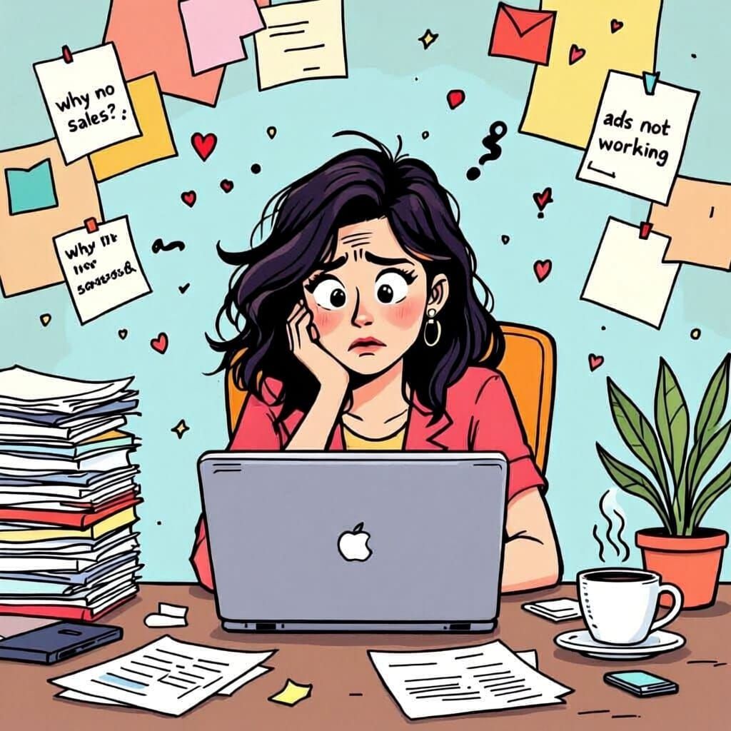 Frustrated Cartoon Businesswoman Losing Money