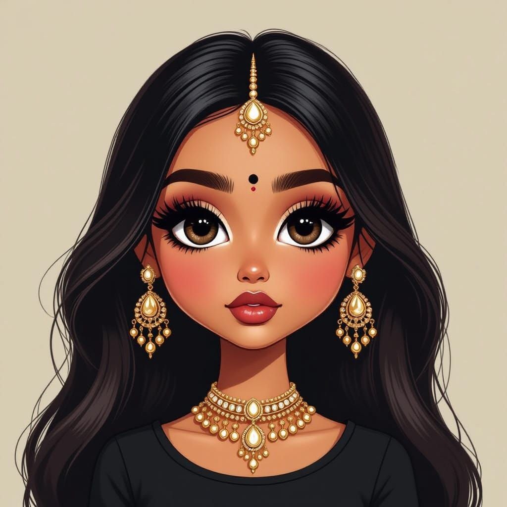 Mini Blythe Doll with Indian Features in Photorealistic Styl...