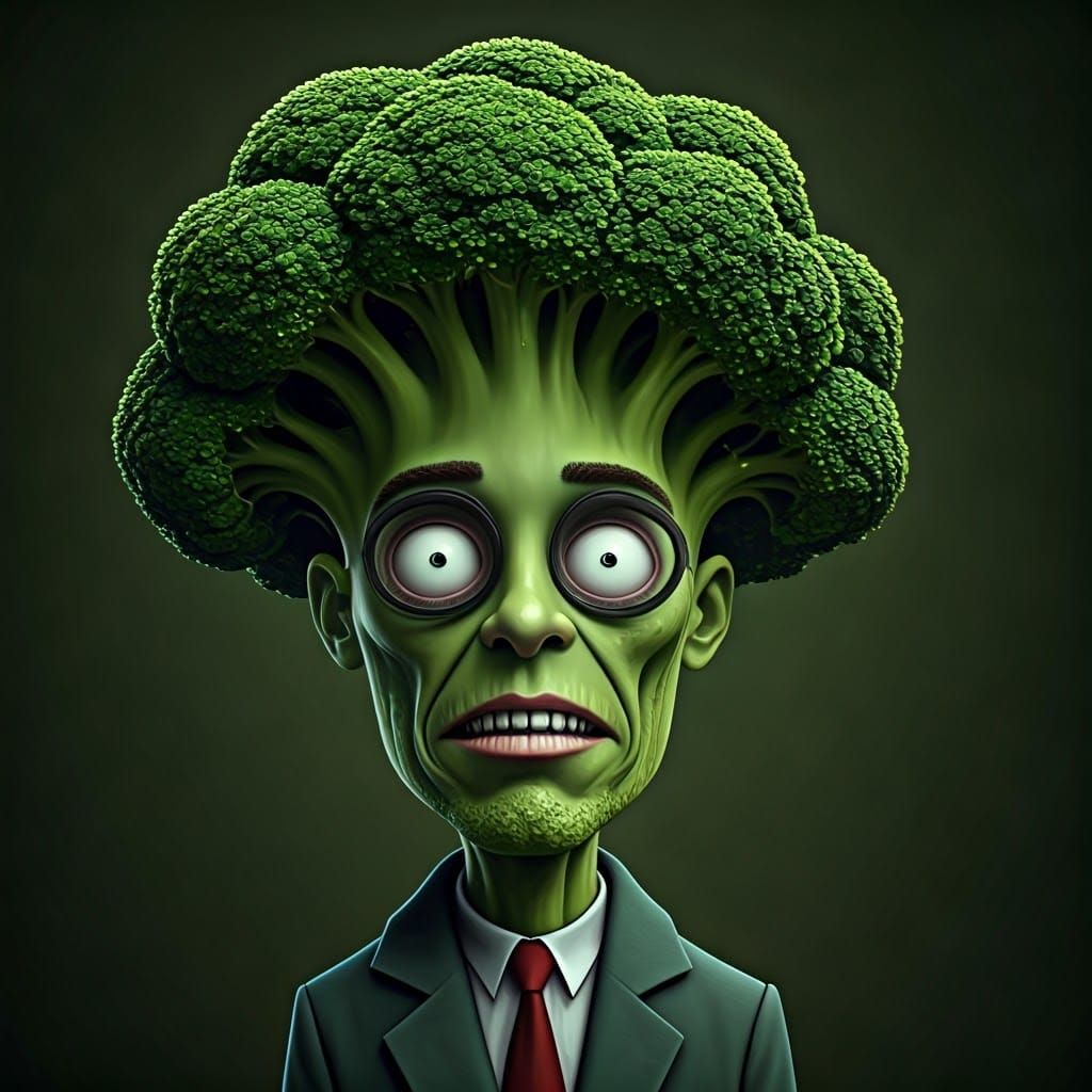 Broccoli Man in Dark Fantasy Style