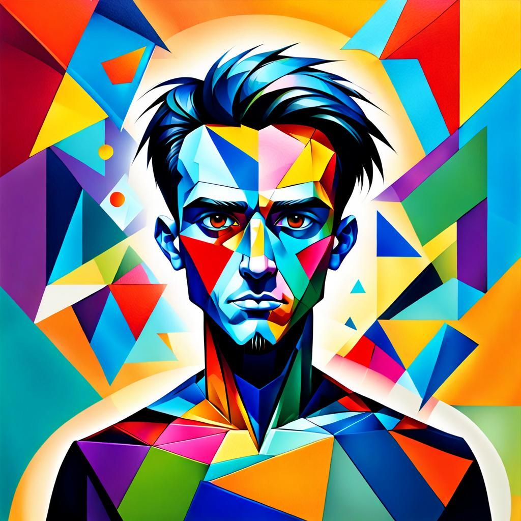 Geometric Cubism Portrait in Pop Art Style