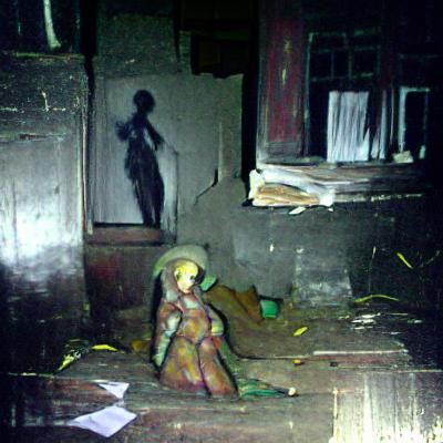 Lonely Figure in Abandoned House