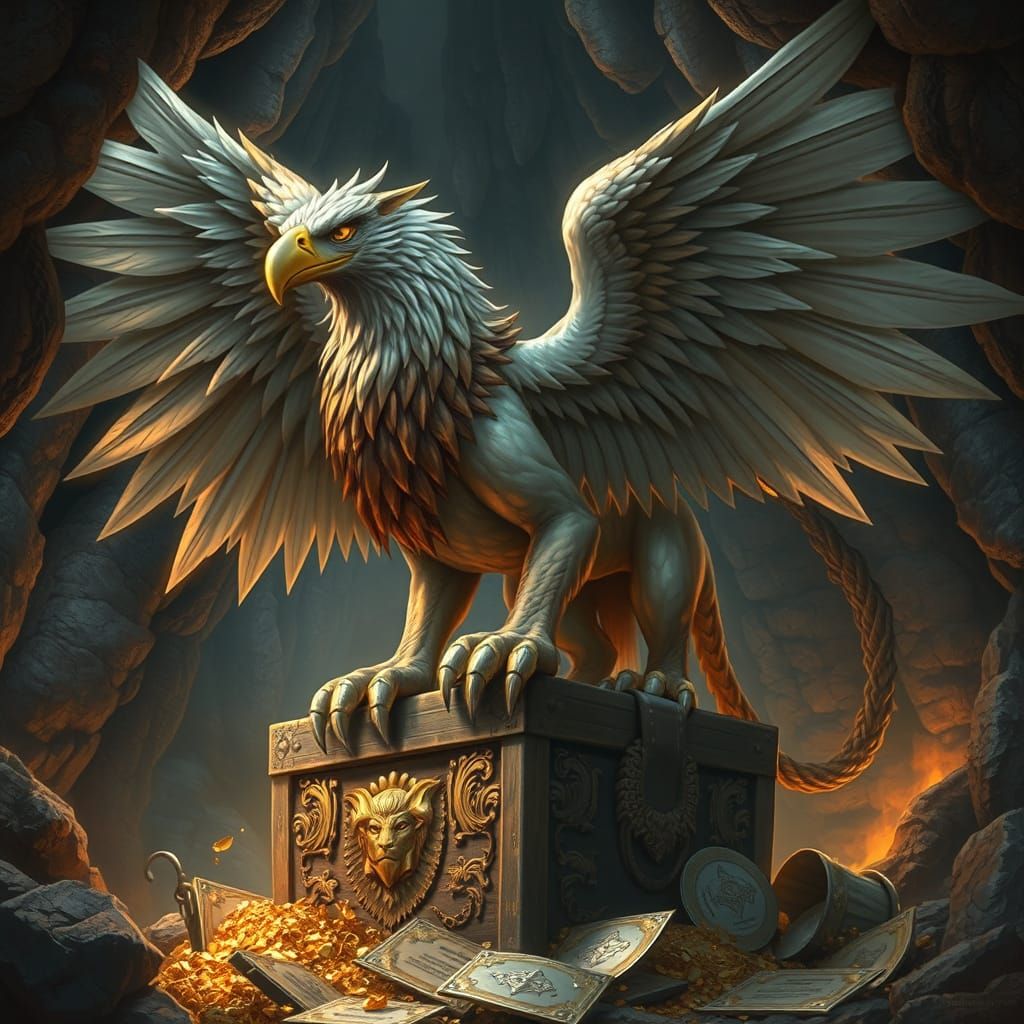 Majestic Griffin Guards Ancient Treasures