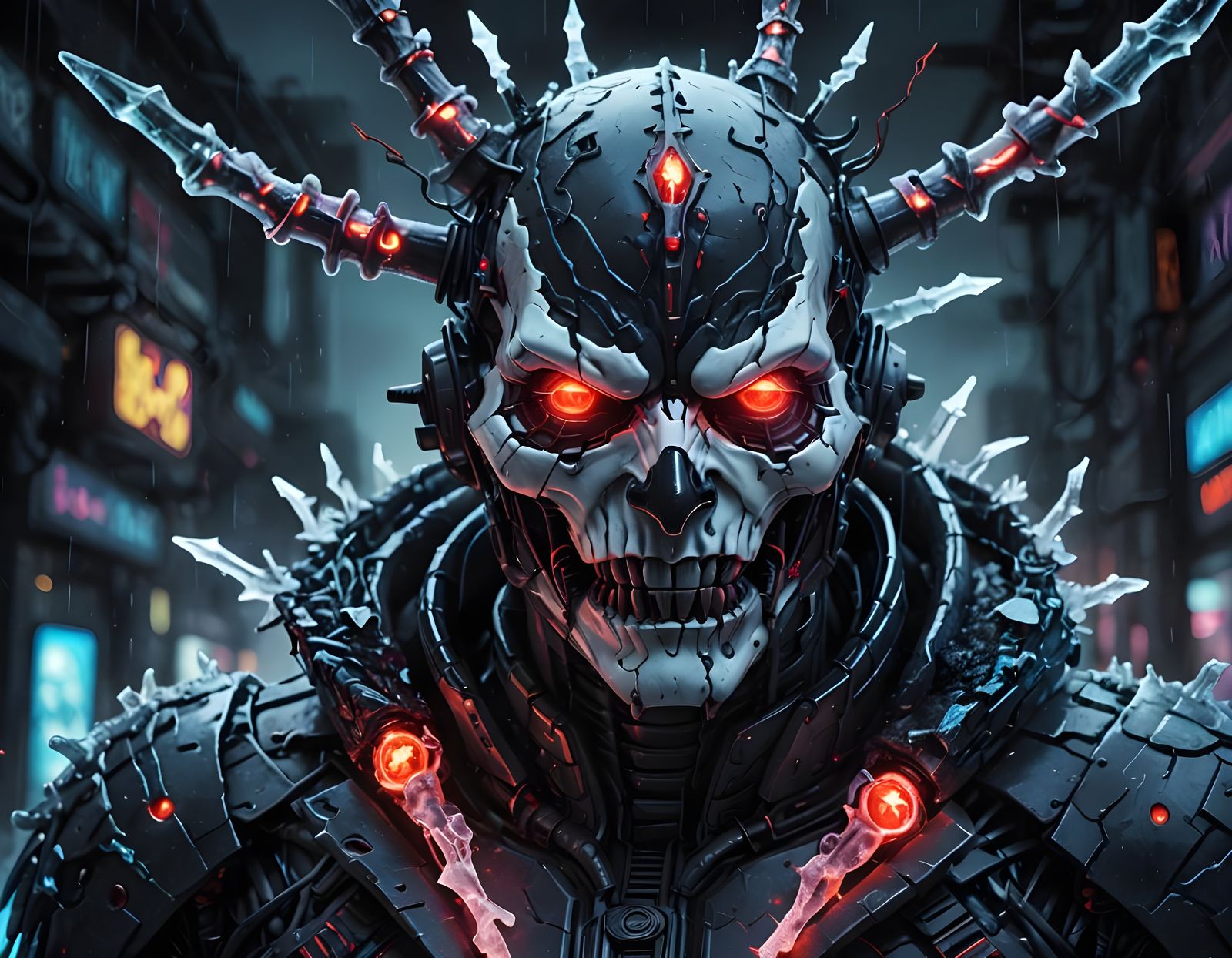 Futuristic Snowman Monster in a Digital Art Scheme