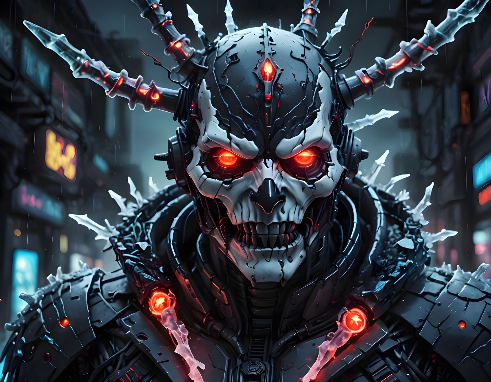 Futuristic Snowman Monster in a Digital Art Scheme