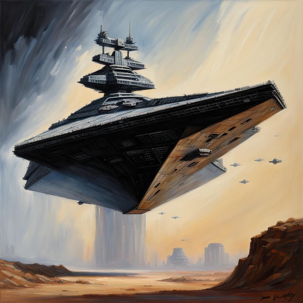 Star Destroyer: Oil Painting in Gurney Style
