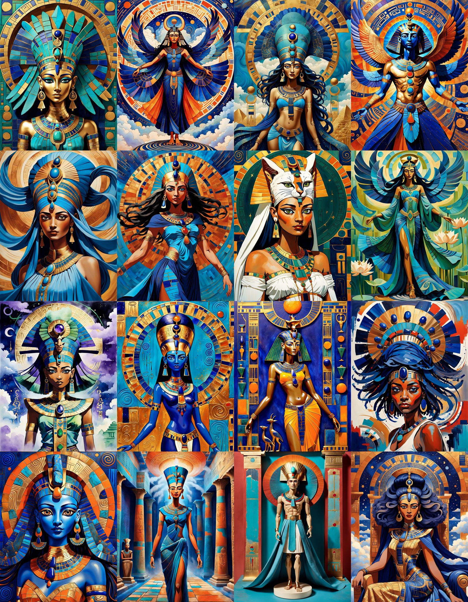 Ken as Egyptian Goddess in Abstract Art