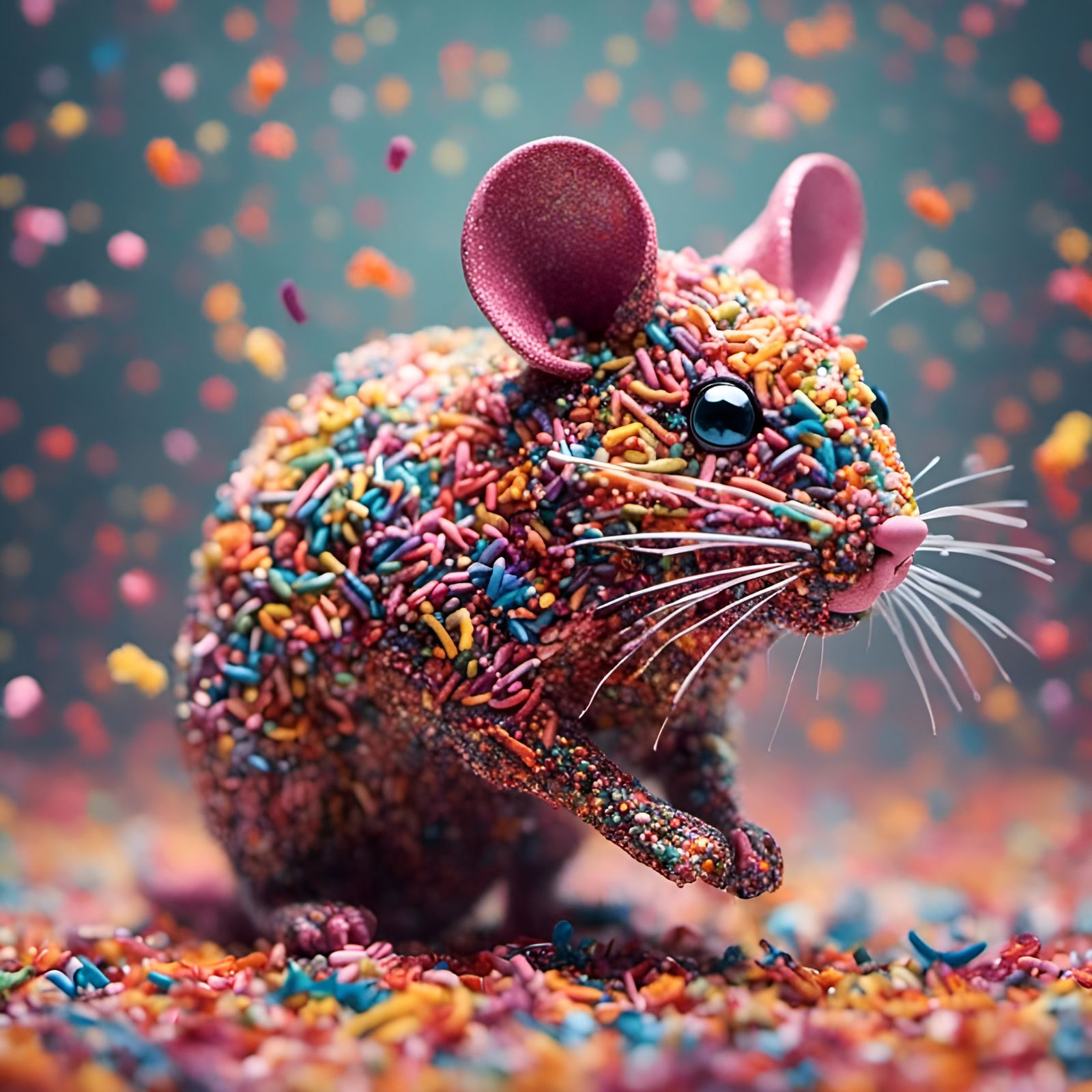 Rainbow Sprinkles Mouse: Intricate 16k Resolution
