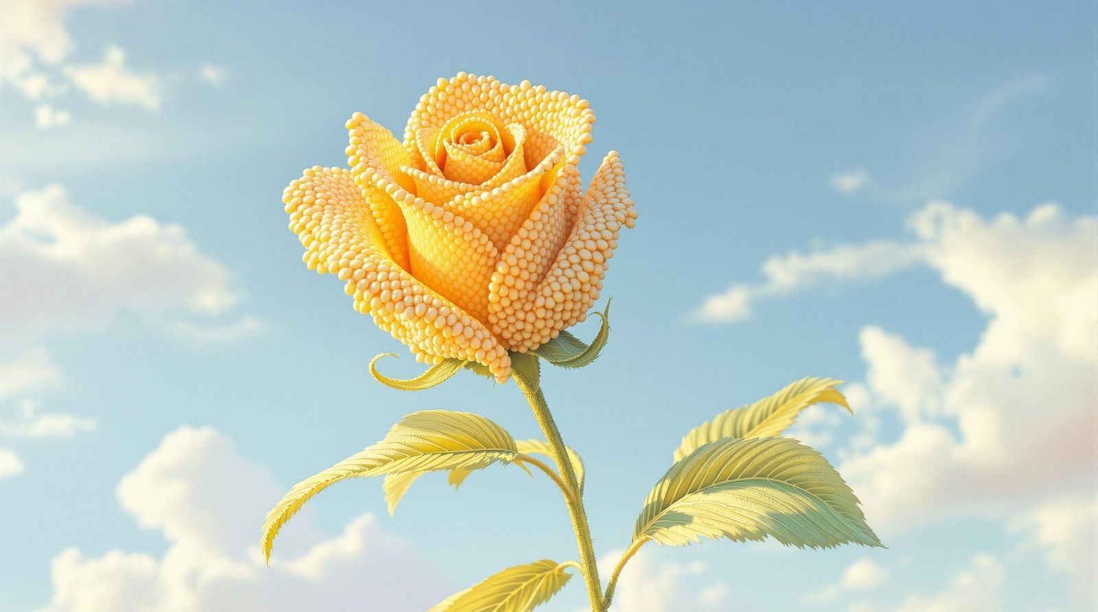 Surreal Corn Rose Blooms in Vibrant Sunlight