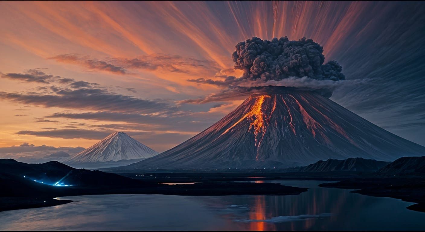 Dramatic Volcanic Eruption in Vibrant Colors