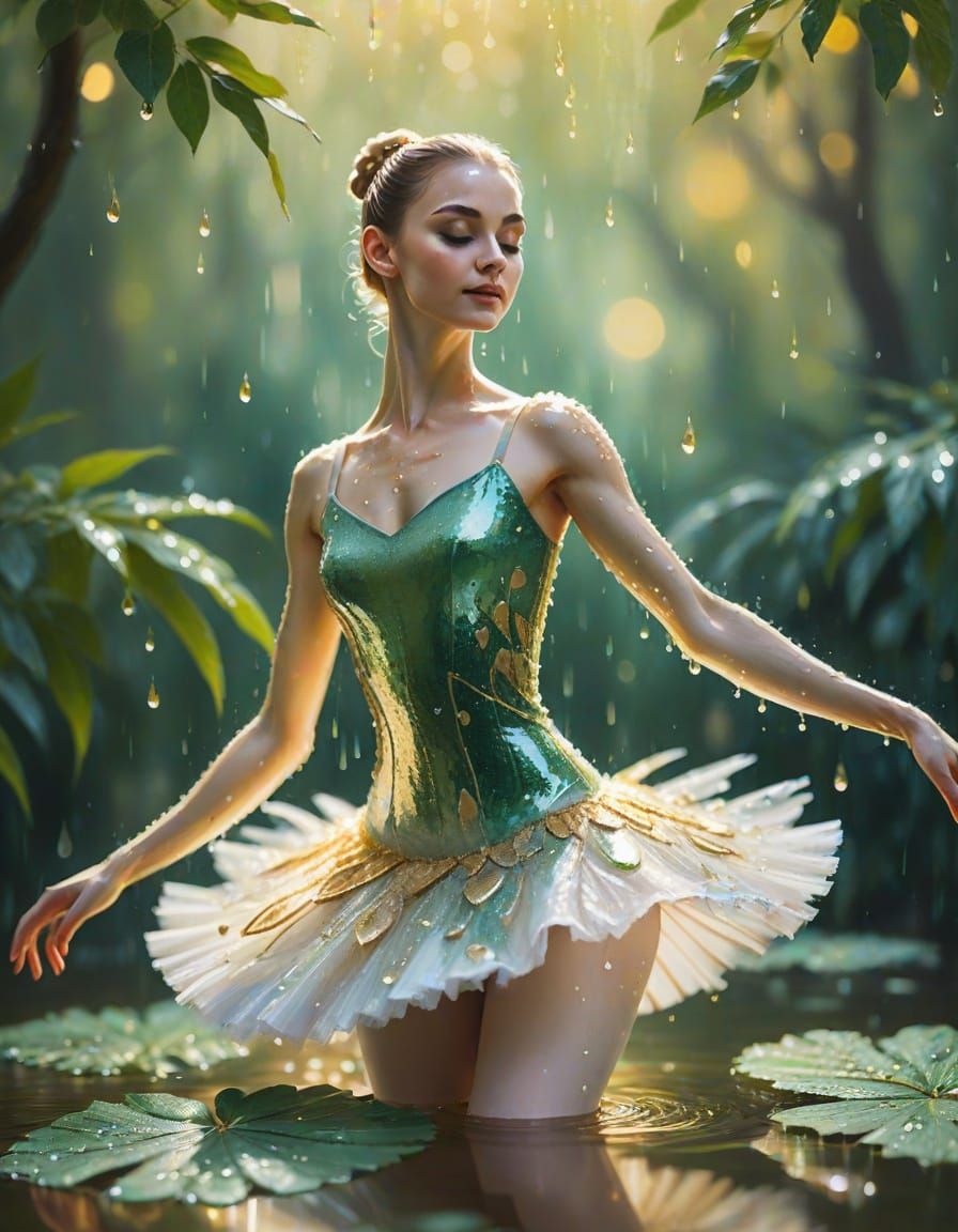Water Ballerina's Arabesque: An Impressionist Digital Painti...