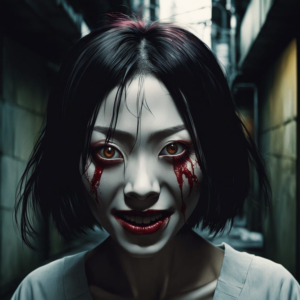 Mysterious Kuchisake-onna Emerges from Dark Japanese Alleywa...