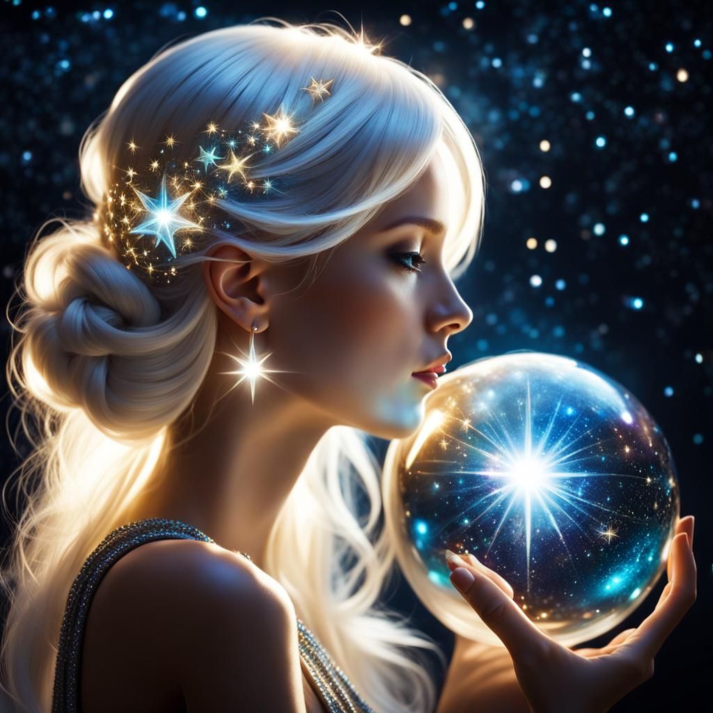 Ethereal Woman Holds a Shimmering Star